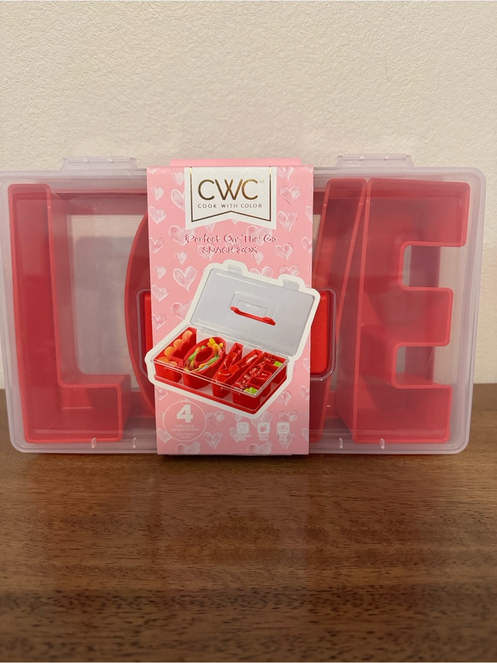 CWC Cook With Color Red 'LOVE' Snackle Gift Charcuterie Box - 4 Compartments